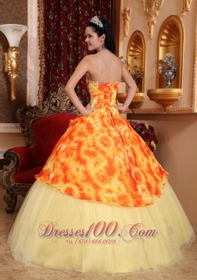 Yellow Quinceanera Dress Sweetheart Tulle Beading