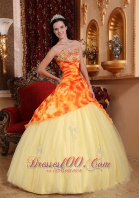 Yellow Quinceanera Dress Sweetheart Tulle Beading