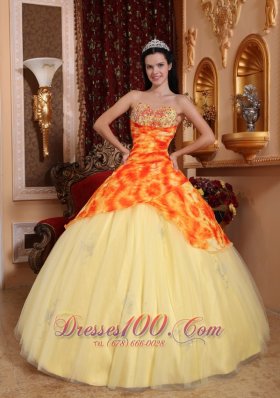 Yellow Quinceanera Dress Sweetheart Tulle Beading