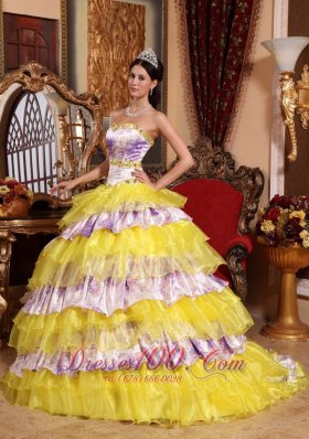 Multi-color Quinceanera Dress Sweetheart Organza Beading