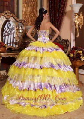 Multi-color Quinceanera Dress Sweetheart Organza Beading