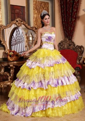 Multi-color Quinceanera Dress Sweetheart Organza Beading