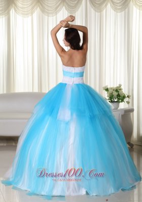 Aqua Ball Gown Strapless TrTulle Beading Quinceanera Dress