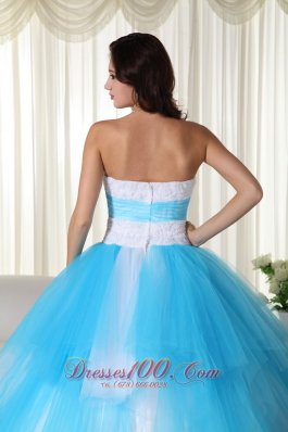 Aqua Ball Gown Strapless TrTulle Beading Quinceanera Dress