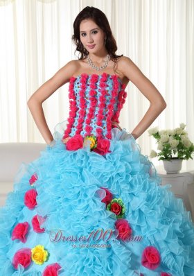 Apple Green Strapless Organza Beading Quinceanera Dress