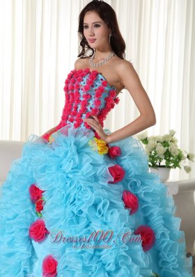 Apple Green Strapless Organza Beading Quinceanera Dress