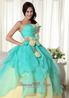 Ball Gown Strapless Organza Beading Quinceanera Dress