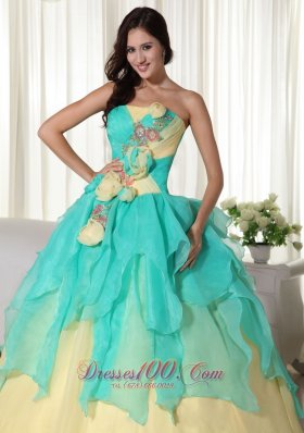 Ball Gown Strapless Organza Beading Quinceanera Dress