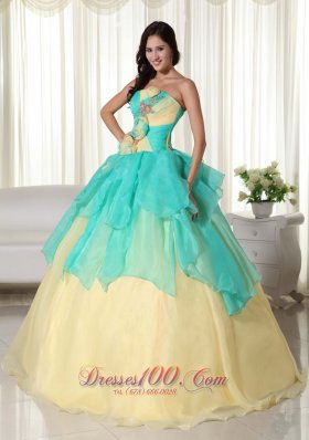 Ball Gown Strapless Organza Beading Quinceanera Dress