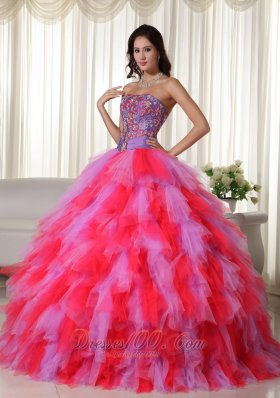 Ball Gown Strapless Trendy Tulle Appliques Quinceanera Dress