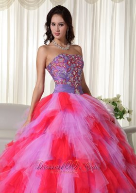 Ball Gown Strapless Trendy Tulle Appliques Quinceanera Dress