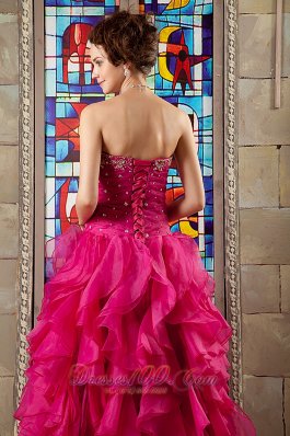 Pink A-line Sweetheart Organza Beading Quinceanea Dress