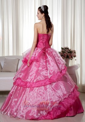 Sweetheart Taffeta Organza Beading Floral Quinceanera Dress