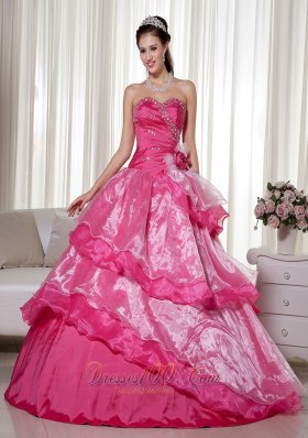 Sweetheart Taffeta Organza Beading Floral Quinceanera Dress