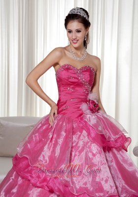 Sweetheart Taffeta Organza Beading Floral Quinceanera Dress