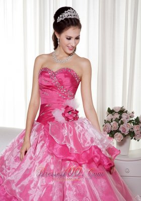 Sweetheart Taffeta Organza Beading Floral Quinceanera Dress