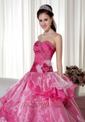 Sweetheart Taffeta Organza Beading Floral Quinceanera Dress