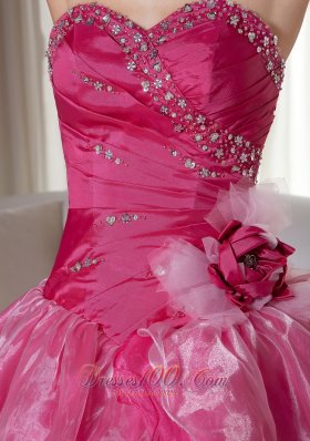 Sweetheart Taffeta Organza Beading Floral Quinceanera Dress