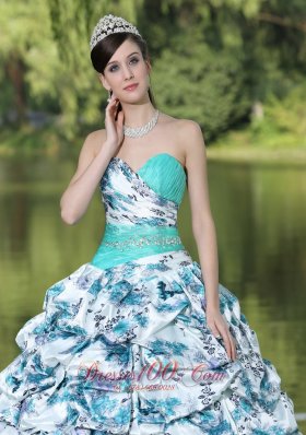 Organza Beaded Pick-ups and Ruffles Quinceanera Dress