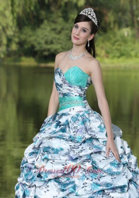 Organza Beaded Pick-ups and Ruffles Quinceanera Dress