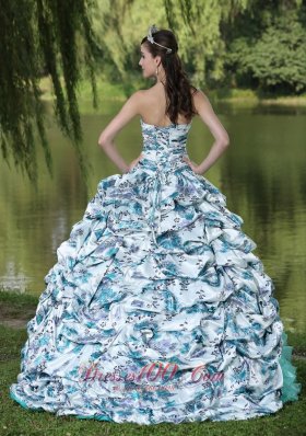 Organza Beaded Pick-ups and Ruffles Quinceanera Dress