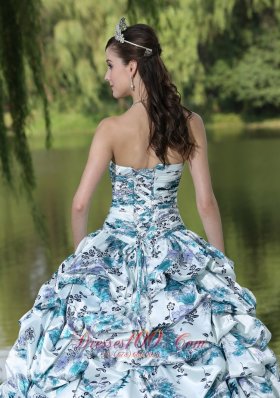 Organza Beaded Pick-ups and Ruffles Quinceanera Dress