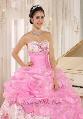 Sweetheart Sexy Pick-ups Rose Pink Quinceanera Dress Custom