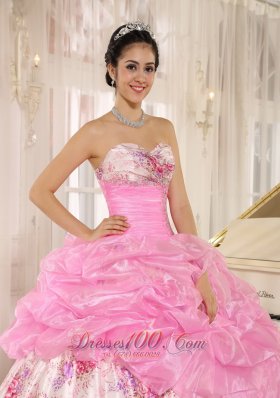 Sweetheart Sexy Pick-ups Rose Pink Quinceanera Dress Custom