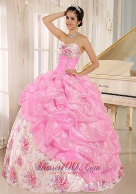 Sweetheart Sexy Pick-ups Rose Pink Quinceanera Dress Custom