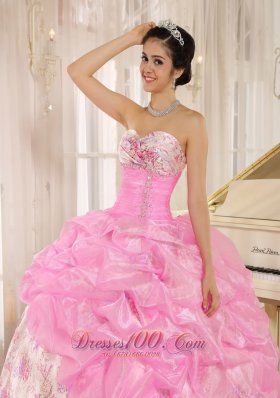 Sweetheart Sexy Pick-ups Rose Pink Quinceanera Dress Custom