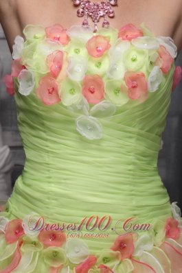 Sassy Multi-color Sweet 16 Dress Strapless Taffeta Organza Floral