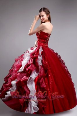 Inexpensive Wine Red Quinceanera Dress Halter Organza Applqiues