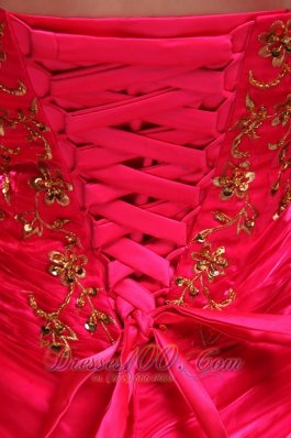 2013 Red Quinceanera Dress Organza Beading Pick-ups