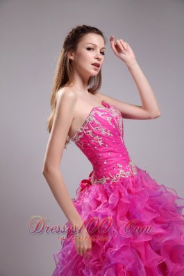 Fuchsia Ball Gown Dress for Quinceanera Beading Sweetheart