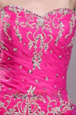 Fuchsia Ball Gown Dress for Quinceanera Beading Sweetheart