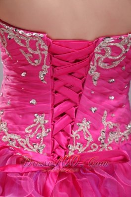 Fuchsia Ball Gown Dress for Quinceanera Beading Sweetheart