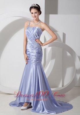 Mermaid One Shoulder Lilac Prom Pageant Dress Brush Train