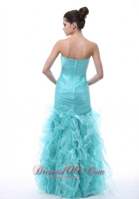 Mermaid Ruffled Blue Organza Prom Evening Dress