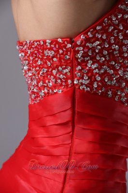 Mermaid Bright Red Ruffled Asymmetrical Prom Pageant Dress