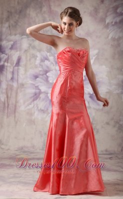 Strapless Coral Red Ruched Dress for 2013 Prom