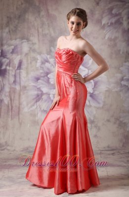 Strapless Coral Red Ruched Dress for 2013 Prom