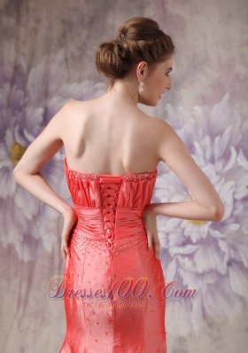 Strapless Coral Red Ruched Dress for 2013 Prom