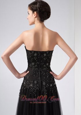 Black Sweetheart Beading Prom Dress Ankle-length Tulle