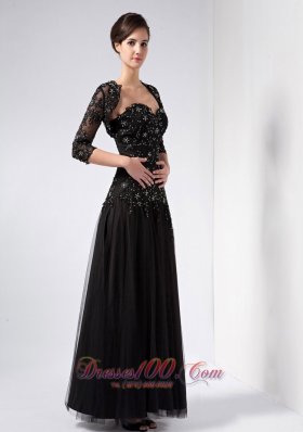 Black Sweetheart Beading Prom Dress Ankle-length Tulle