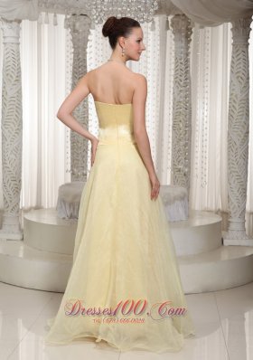 Colorful Flowers Beading Organza Yellow Prom Pageant Dress