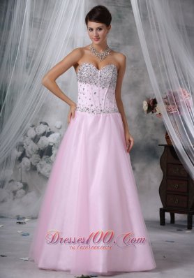 Baby Pink Sweetheart Floor-length Beading Prom Pageant Gowns
