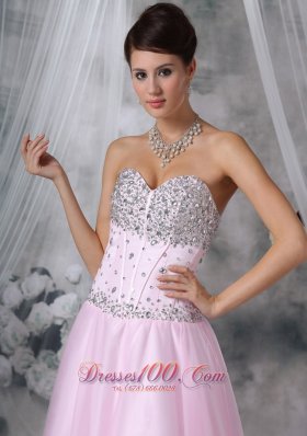 Baby Pink Sweetheart Floor-length Beading Prom Pageant Gowns