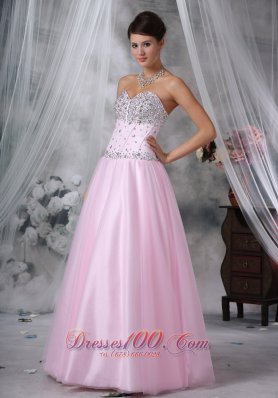 Baby Pink Sweetheart Floor-length Beading Prom Pageant Gowns