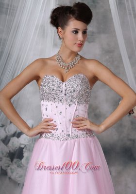 Baby Pink Sweetheart Floor-length Beading Prom Pageant Gowns