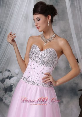 Baby Pink Sweetheart Floor-length Beading Prom Pageant Gowns